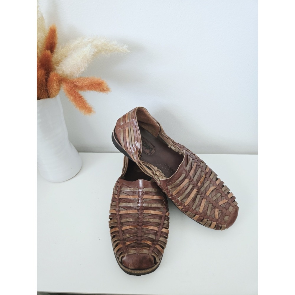 SunSteps Hand Woven Huarache Sandals Mens 13 Leather Shoes Slip On
